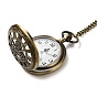 Колье с подвеской из сплава стекла и карманом, электронные часы, железные цепочки и карабин-лобстеры , плоские круглые с зубчатым рисунком