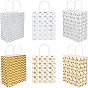 Sacs en papier kraft rectangle avec poignée, sac de courses, sac de marchandises, cadeau, sac de fête