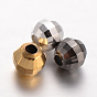 Faceted Round Brass Spacer Beads, 5mm, Hole: 2mm
