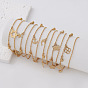 304 Stainless Steel Charm 2-Strand Bracelets for Women, Golden