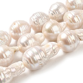 Natural Nucleated Pearl Beads Strands, Grade 4A-11, Peanut