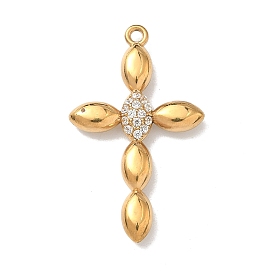 304 из нержавеющей стали с горный хрусталь подвески, крест прелести, ионное покрытие (ip)