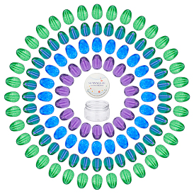 200 Pcs 4 Colors Baking Paint Glass Beads, Two Tone Color, Drop