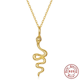 925 Sterling Silver Snake Pendant Necklace for Women, Simple and Versatile Collarbone Chain Jewelry