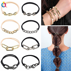 Metal Chain Hair Tie with High-Quality Electroplated Alloy for Stylish Look