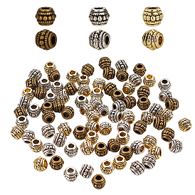 Tibetan Style Alloy Beads, Lead Free, Cadmium Free and Nickel Free, Barrel
