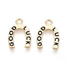 Стойки обшивки сплава эмали подвески, подкова со словами удачи талисманы, без кадмия, без никеля и без свинца