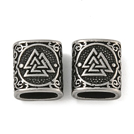 Retro 304 Stainless Steel Slide Charms, Rectangle with Triangular knot Pattern