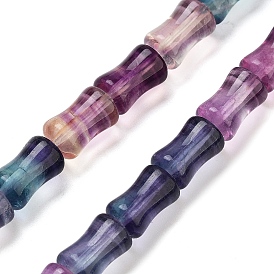 Natural Colorful Fluorite Beads Strands, Bamboo Joint