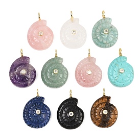 Природные и синтетические Gemstone подвески, Подвески в виде раковин с латунными микропаве из прозрачных кубических цирконий.