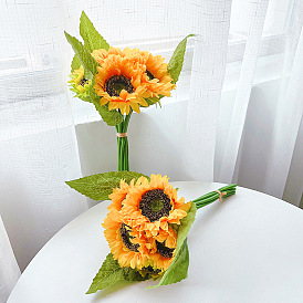 Simulation of 7 bunches of sunflower fake flowers hand-tied flowers wedding bride holding bouquets home furnishings decorative flower art