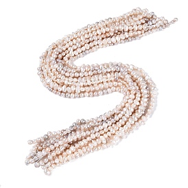 Нити из натурального культивированного пресноводного жемчуга, двух сторон полированной