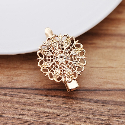 Желехная фурнитура заколки , с настройками передних панелей латуни филигрань цветок кабошон