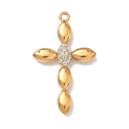 304 из нержавеющей стали с горный хрусталь подвески, крест прелести, ионное покрытие (ip)