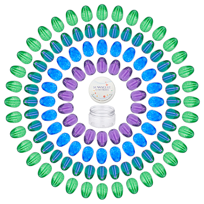 200 Pcs 4 Colors Baking Paint Glass Beads, Two Tone Color, Drop
