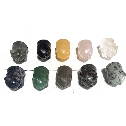 Natural Gemstone Carved Healing Panda Figurines, Reiki Energy Stone Display Decorations