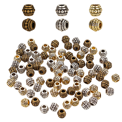 Tibetan Style Alloy Beads, Lead Free, Cadmium Free and Nickel Free, Barrel