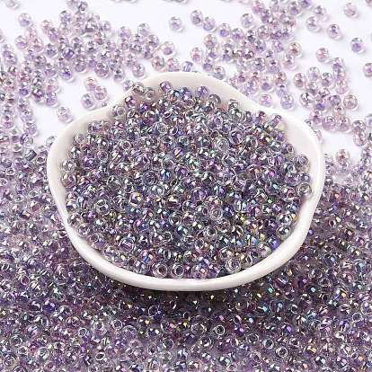 6/0 Glass Seed Beads, Inside Colours, Round, Transparent Colours Rainbow
