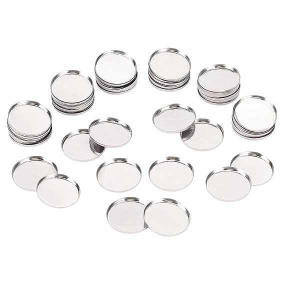 Tinplate Cabochon Settings, Flat Round