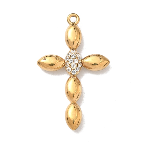 304 из нержавеющей стали с горный хрусталь подвески, крест прелести, ионное покрытие (ip)