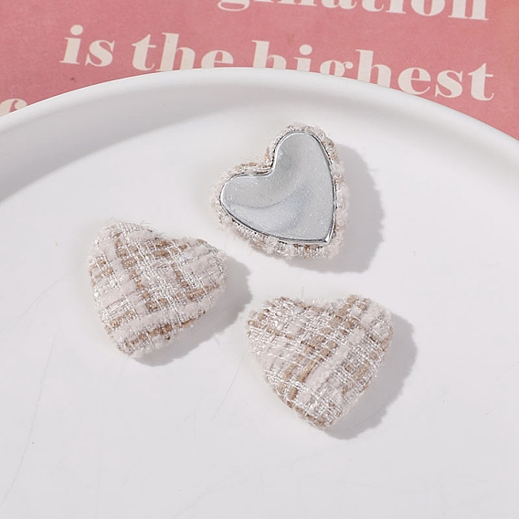 Кабошоны из ткани и железа, сердце, платина