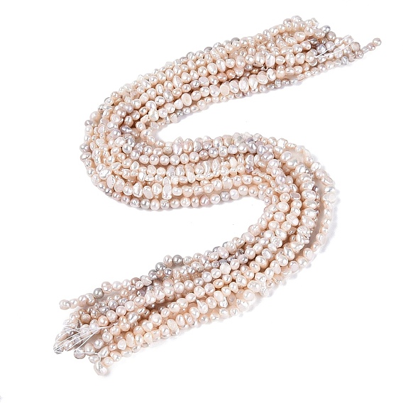 Нити из натурального культивированного пресноводного жемчуга, двух сторон полированной