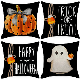 Halloween Throw Pillow Cover Pumpkin Ghost Linen Print Living Room Sofa Cushion Cover Home Bedroom Throw Pillow Cover