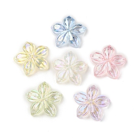 UV Plating Acrylic Beads, Iridescent, Flower