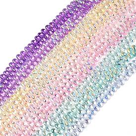 Plaquent verre transparent perles brins, larme, de couleur plaquée ab , demi-plaqué, top foré