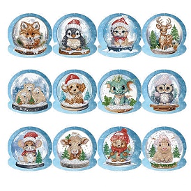 12Pcs Christmas Themed DIY Diamond Painting Festival Card Kits, with Resin Rhinestones, Diamond Sticky Pen, Tray Plate and Glue Clay