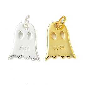 925 Sterling Silver Halloween Ghost Charms, with Jump Rings & 925 Stamp