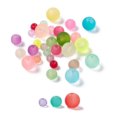 500pcs 3 Stil transparente Milchglasperlen, Runde