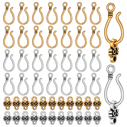 100 шт. 2 цвета застежки-крючки в тибетском стиле, без кадмия и без свинца