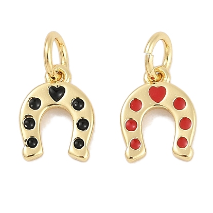 Латунь эмаль прелести, с целью перехода в кольце, долговечный, без свинца и без кадмия, подкова с подвеской в виде сердца, стойки покрытие, реальный 18 k позолоченный