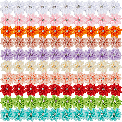 100шт. 10 цветов полиэстер, стразы, цветок для украшения, аппликации, свадебные украшения своими руками