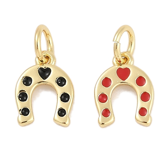 Латунь эмаль прелести, с целью перехода в кольце, долговечный, без свинца и без кадмия, подкова с подвеской в виде сердца, стойки покрытие, реальный 18 k позолоченный