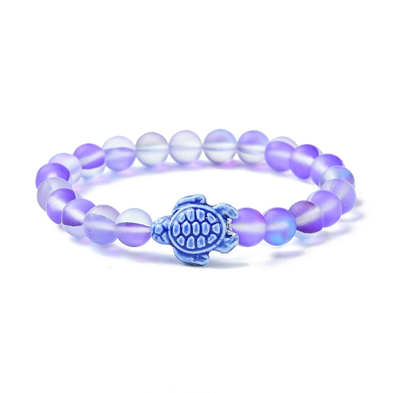 8круглые эластичные браслеты из окрашенного синтетического лунного камня диаметром мм, пляжные черепаховые браслеты ручной работы из фарфора для женщин