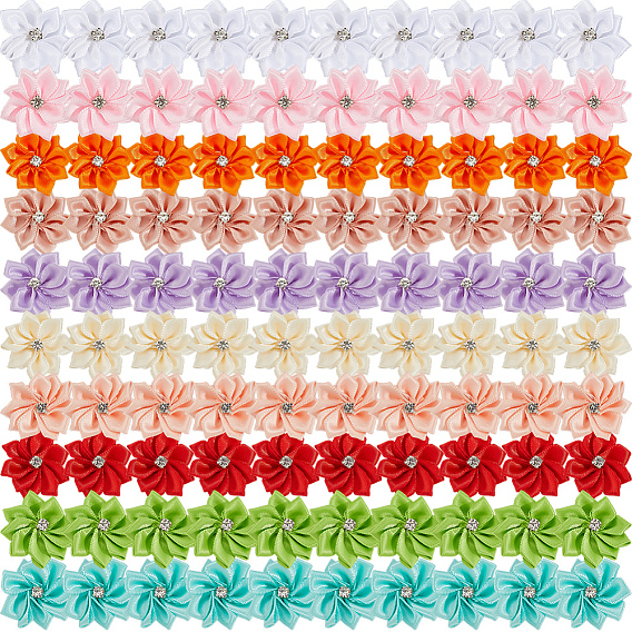 100шт. 10 цветов полиэстер, стразы, цветок для украшения, аппликации, свадебные украшения своими руками