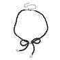 Bowknot 304 Stainless Steel Necklaces, Acrylic Bead Necklaces for Women
