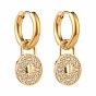Padlock Brass Micro Pave Cubic Zirconia Dangle Earrings, with 304 Stainless Steel Ear Hooks
