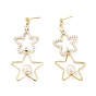 Boucles d'oreilles pendantes étoiles en zircone cubique transparente avec perle acrylique, bijoux en laiton pour femmes, sans cadmium et sans nickel et sans plomb