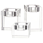 3Pcs 3 Styles K9 Glass Candle Holder, Cuboid