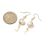 Natural Cultured Freshwater Pearl Dangle Earrings, Stainless Steel with Brass Charms