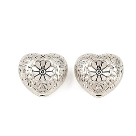 Сплавочные овальные бусины тибетского стиля , сердце, без свинца и без кадмия