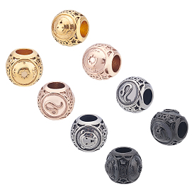 8Pcs 4 Colors 304 Stainless Steel European Beads, Large Hole Beads, Ion Plating (IP), Rondelle