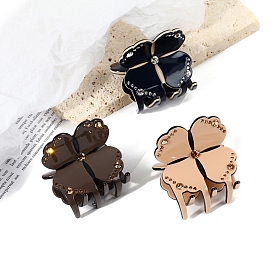 Заколки-клочья из ацетата целлюлозы со стразами, клевер