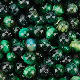 120шт натуральные бусины тигровый глаз, окрашенные, круглые