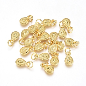 Electroplated Alloy Charms, Long-Lasting Plated, with Brass Jump Ring, Teardrop