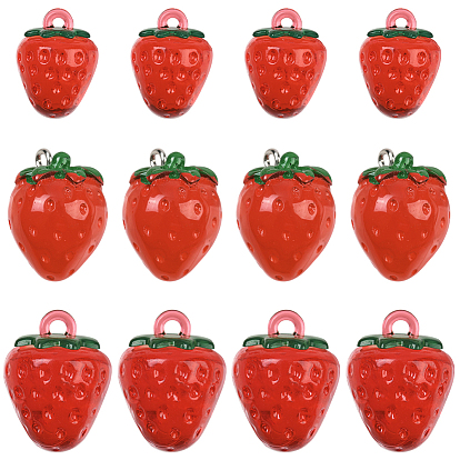 24 шт. 4 стили подвески из смолы и акрила, имитация фруктов, клубника