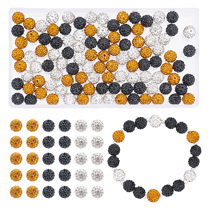108Pcs 3 Colors Pave Disco Ball Beads, Polymer Clay Rhinestone Beads, Round